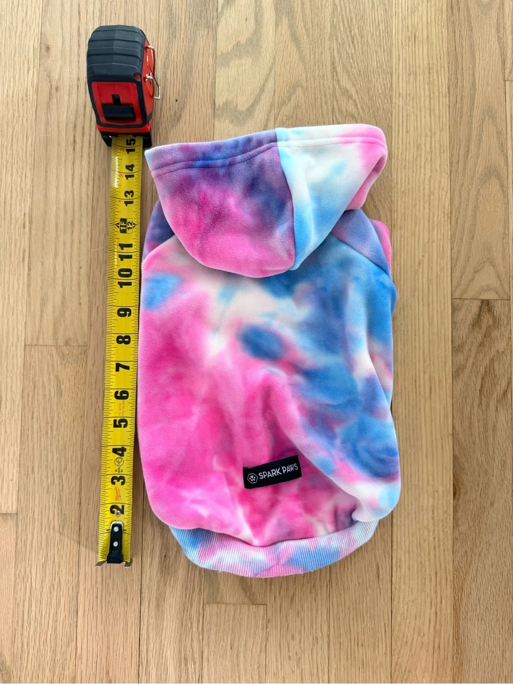 Spark Paws Velvet Dog Hoodie – Pink & Blue Tie-Dye – Estimated Large